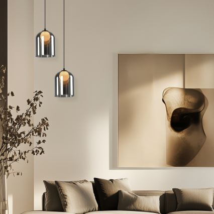 Pakaramā lustra KLEA uz troses 1xG9/15W/230V dūmakaina melna