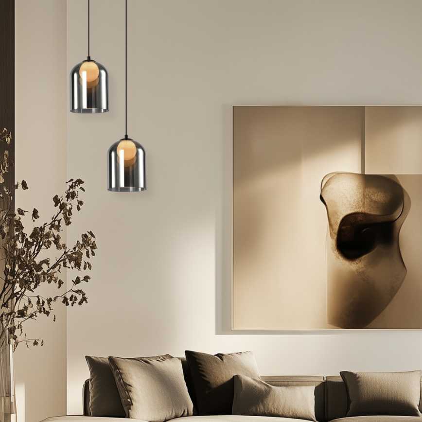 Pakaramā lustra KLEA uz troses 1xG9/15W/230V dūmakaina melna