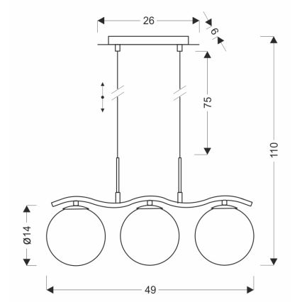 Pakaramā lustra LUMOS 3xG9/20W/230V dūmotā melnā krāsā