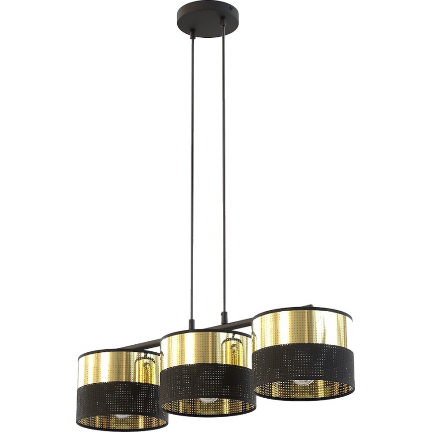 Pakaramā lustra LUX 3xE27/15W/230V melna/zelta