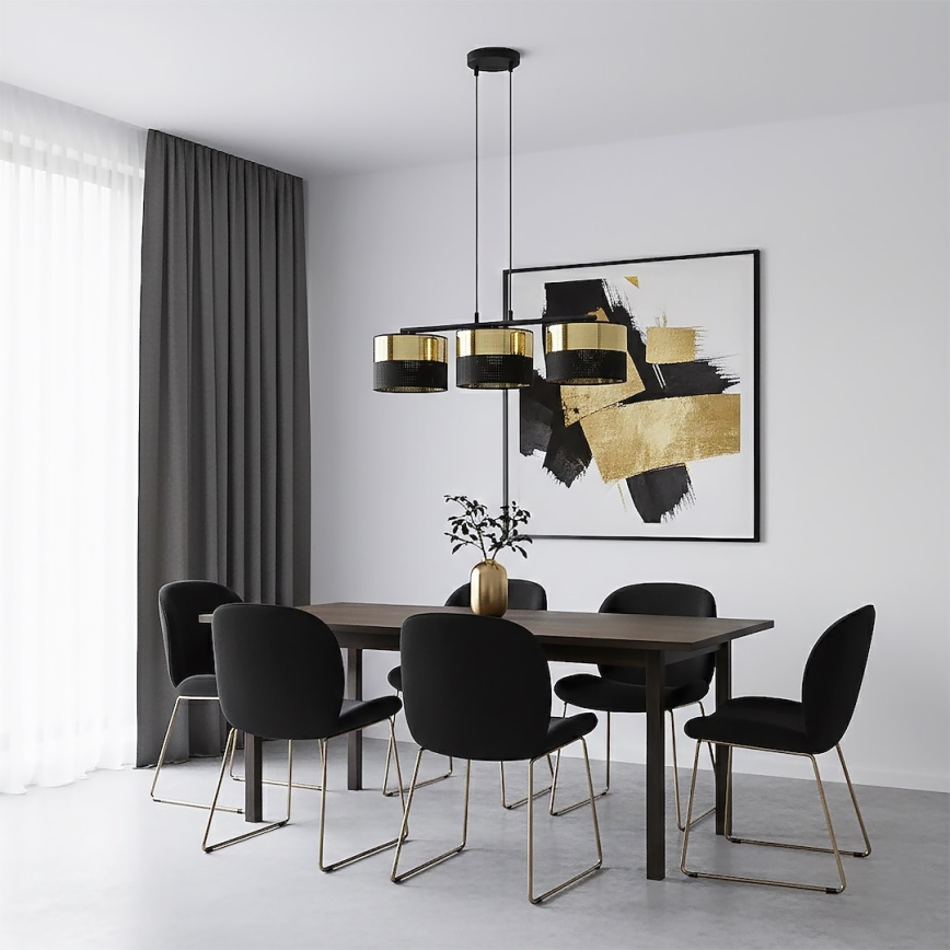 Pakaramā lustra LUX 3xE27/15W/230V melna/zelta