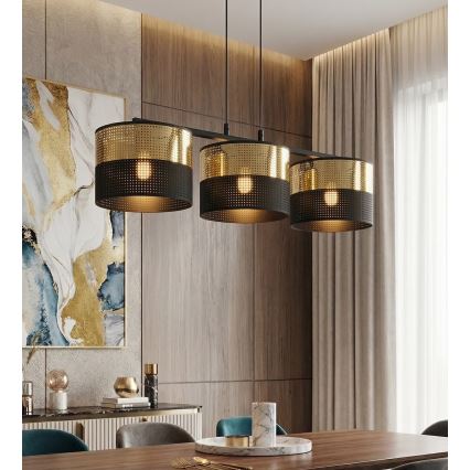 Pakaramā lustra LUX 3xE27/15W/230V melna/zelta