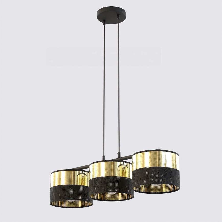 Pakaramā lustra LUX 3xE27/15W/230V melna/zelta