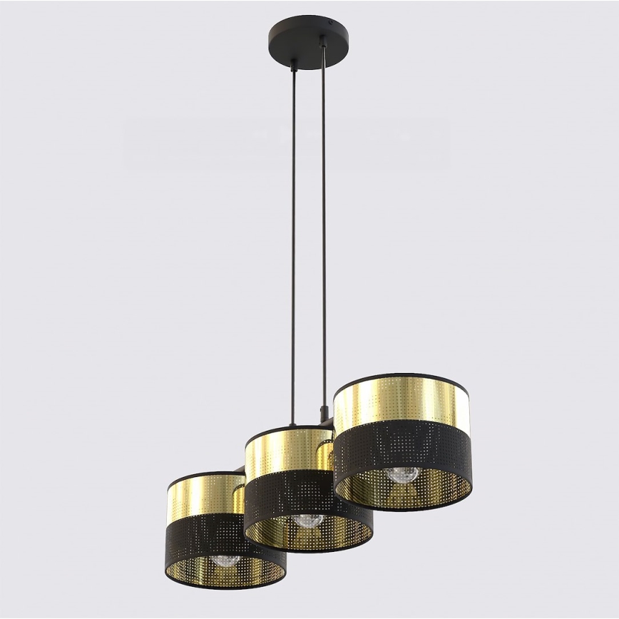 Pakaramā lustra LUX 3xE27/15W/230V melna/zelta