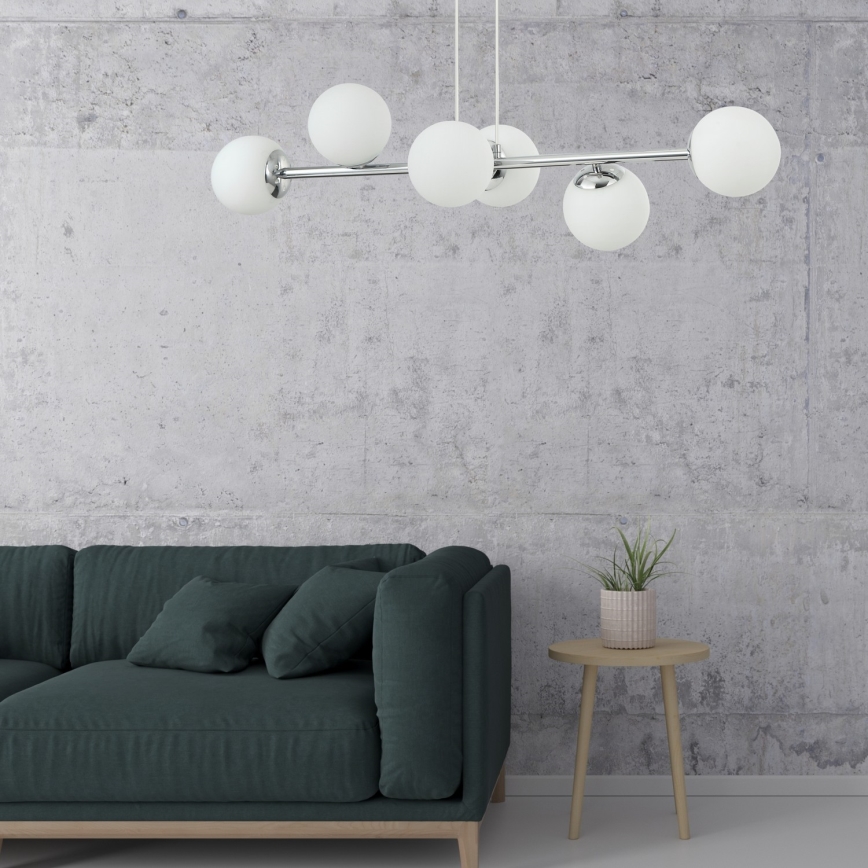 Pakaramā lustra MADDIE ar vadu 5xE14/5W/230V, spīdīgs hroms
