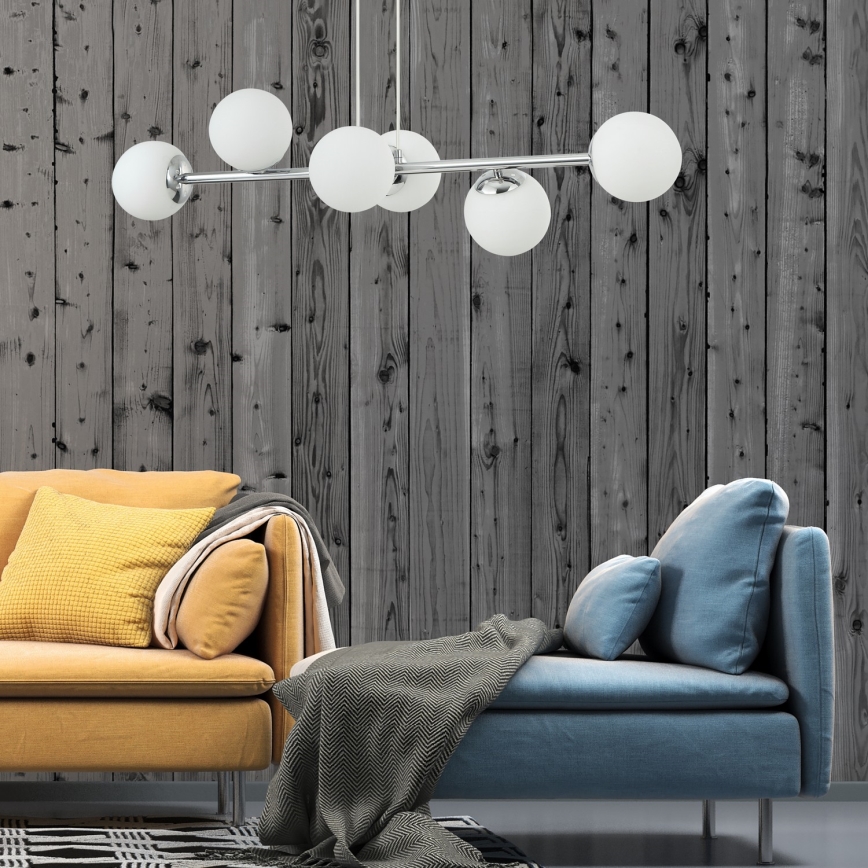 Pakaramā lustra MADDIE ar vadu 5xE14/5W/230V, spīdīgs hroms