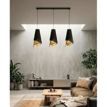 Pakaramā lustra MODA 3xE27/15W/230V melna/zelta
