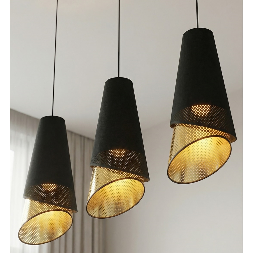 Pakaramā lustra MODA 3xE27/15W/230V melna/zelta