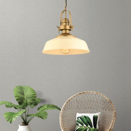 Pakaramā lustra MONZA ar vadu 1xE27/40W/230V Ø 35 cm krēmkrāsā/bronzas tonī