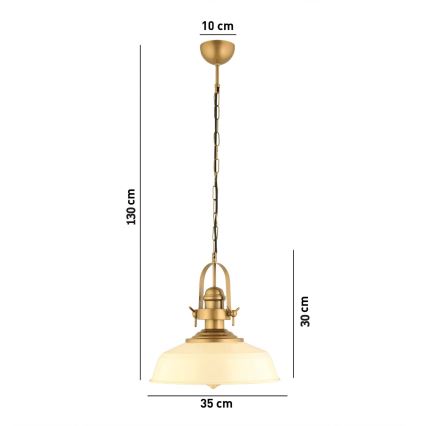 Pakaramā lustra MONZA ar vadu 1xE27/40W/230V Ø 35 cm krēmkrāsā/bronzas tonī
