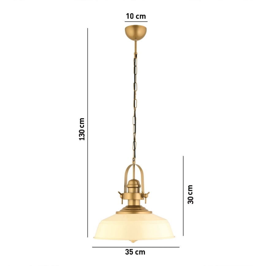 Pakaramā lustra MONZA ar vadu 1xE27/40W/230V Ø 35 cm krēmkrāsā/bronzas tonī