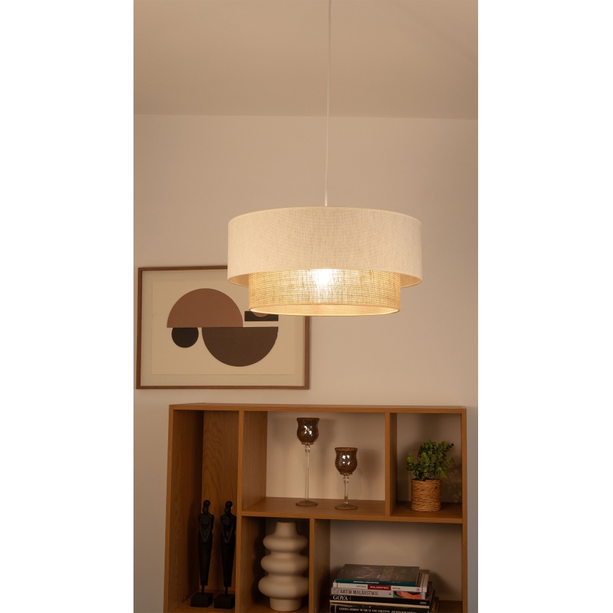 Pakaramā lustra NATIA 1xE27/60W/230V Ø 45 cm balta/brūna