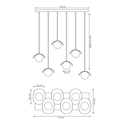 Pakaramā lustra RITUAL uz vada 6xG9/8W/230V melna
