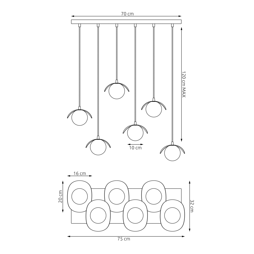 Pakaramā lustra RITUAL uz vada 6xG9/8W/230V melna