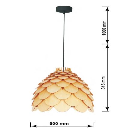 Pakaramā lustra uz kabeļa BURGO 1xE27/60W/230V Ø 50 cm