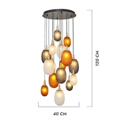 Pakaramā lustra uz kabeļa CACTUS 16xG9/5W/230V vara/pelēks/balts