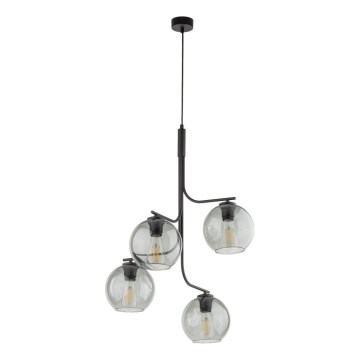 Pakaramā lustra uz kabeļa CESAR 4xE27/15W/230V melna/dūmakaini pelēka