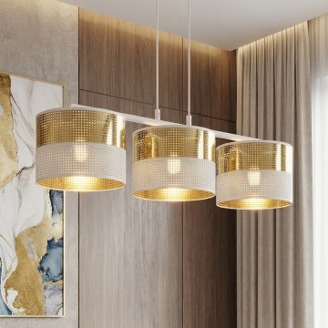 Pakaramā lustra uz kabeļa LUX 3xE27/15W/230V balta/zelta