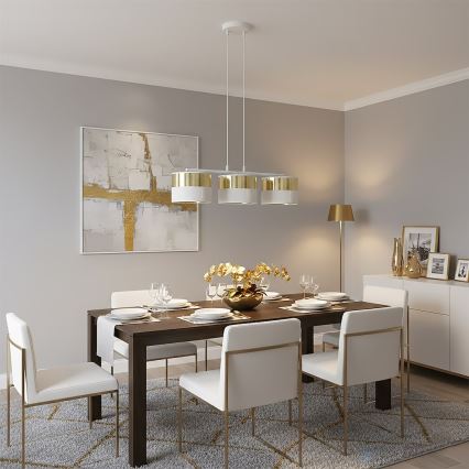 Pakaramā lustra uz kabeļa LUX 3xE27/15W/230V balta/zelta