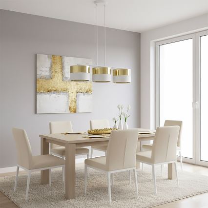 Pakaramā lustra uz kabeļa LUX 3xE27/15W/230V balta/zelta