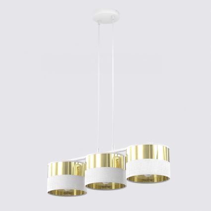 Pakaramā lustra uz kabeļa LUX 3xE27/15W/230V balta/zelta