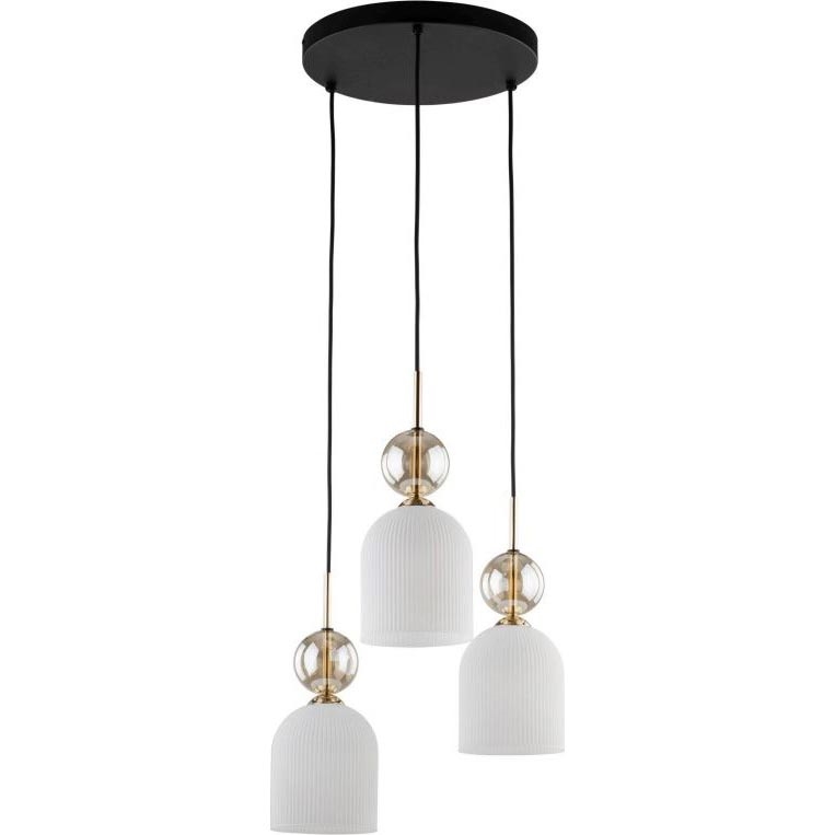 Pakaramā lustra uz kabeļa SOPHIA 3xE14/10W/230V melna/dūmakaini bēša/balta
