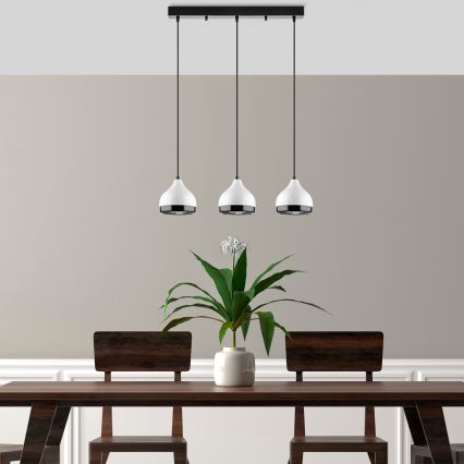 Pakaramā lustra uz kabeļa YILDO 3xE27/40W/230V balta/melna