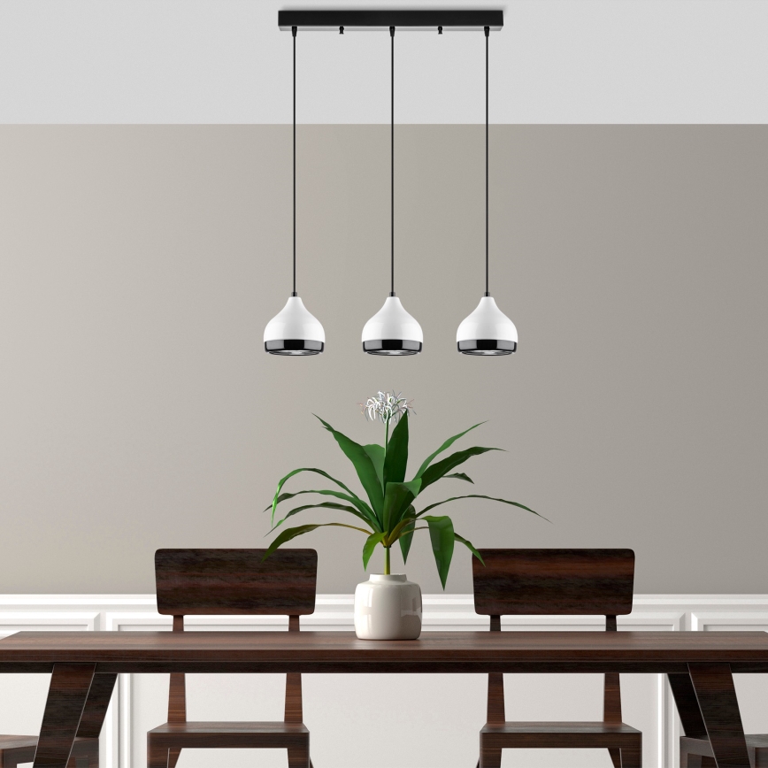 Pakaramā lustra uz kabeļa YILDO 3xE27/40W/230V balta/melna
