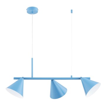 Pakaramā lustra uz kabeļa ZELTA 3xE27/15W/230V zila