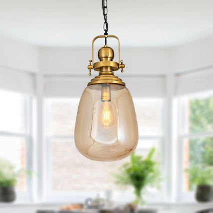 Pakaramā lustra uz ķēdes BOTTLE, 1xE27/40W/230V, zelta