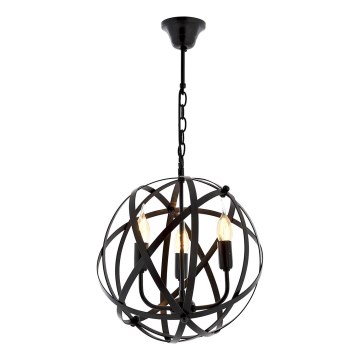 Pakaramā lustra uz ķēdes IRONBALL 3xE27/40W/230V melna