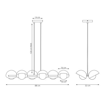 Pakaramā lustra uz troses BOOM 6xG9/8W/230V balta