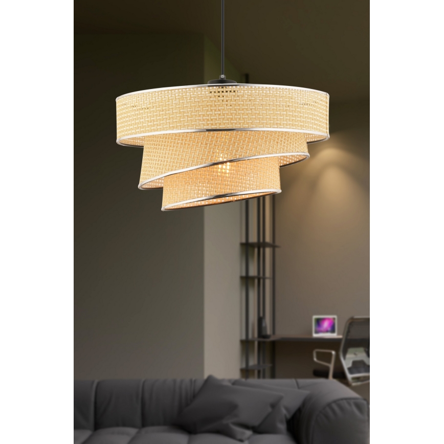 Pakaramā lustra uz troses COUPER 1xE27/60W/230V bēšs/spīdīgs hroms