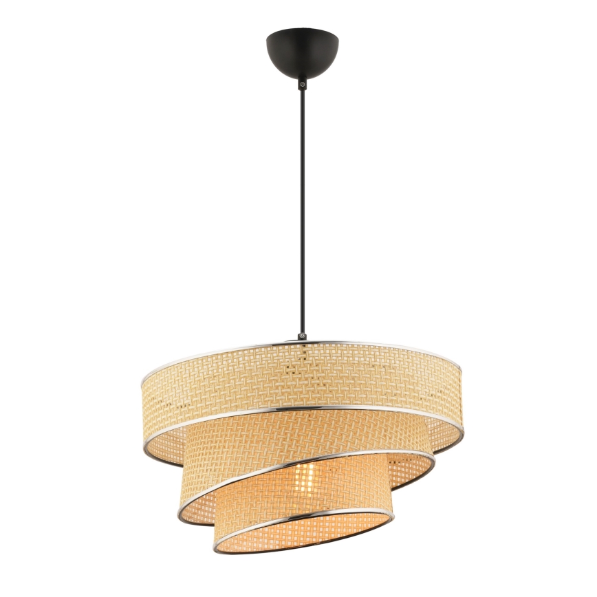 Pakaramā lustra uz troses COUPER 1xE27/60W/230V bēšs/spīdīgs hroms