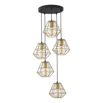 Pakaramā lustra uz troses DIAMOND 5xE27/15W/230V melna/zelta