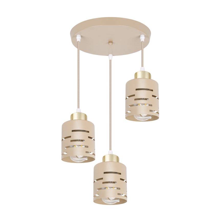 Pakaramā lustra uz troses ELEN 3xE27/35W/230V Ø 29 cm bēša/zelta