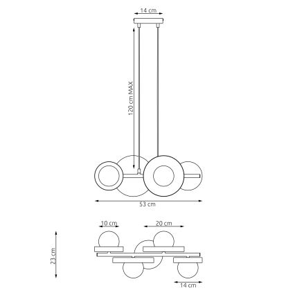 Pakaramā lustra uz troses MODEL 4xG9/8W/230V bēšā krāsā