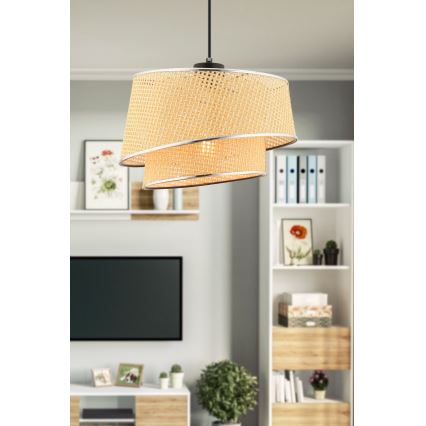 Pakaramā lustra uz vada BARETTE 1xE27/60W/230V bēša/spīdīgs hroms