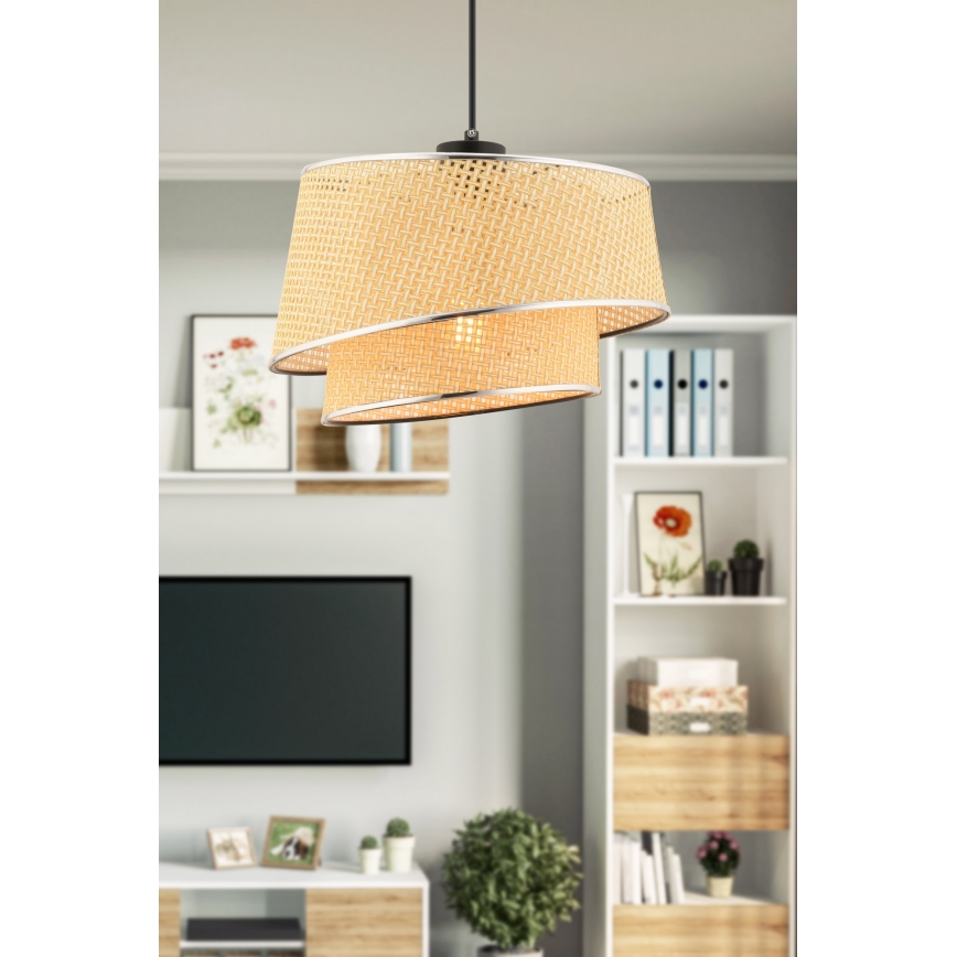 Pakaramā lustra uz vada BARETTE 1xE27/60W/230V bēša/spīdīgs hroms