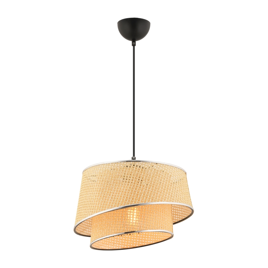 Pakaramā lustra uz vada BARETTE 1xE27/60W/230V bēša/spīdīgs hroms
