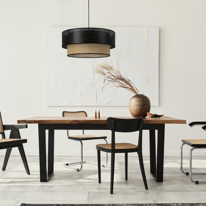 Pakaramā lustra uz vada BORHO 1xE27/60W/230V Ø 40 cm melna/džuta