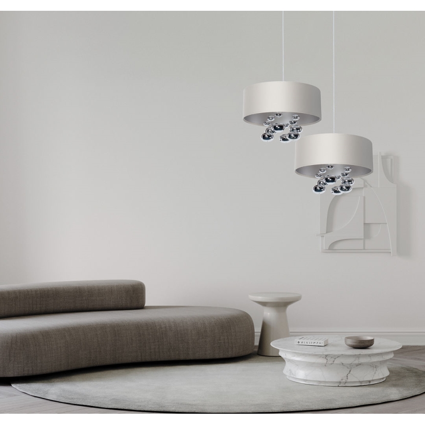 Pakaramā lustra uz vada BUBBLE, 1x E27/60W/230V, Ø 40 cm, balta