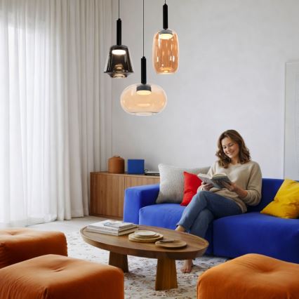 Pakaramā lustra uz vada BUENO 1xGX53/9W/230V diam. 15 cm dūmakaini brūna