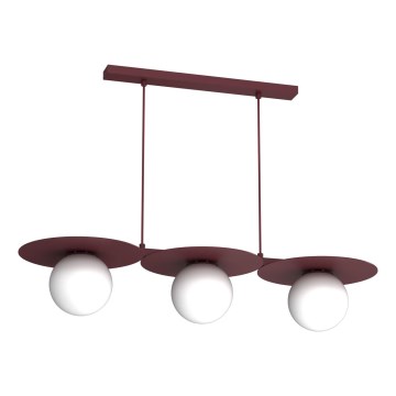 Pakaramā lustra uz vada FLAT 3xE27/15W/230V bordo