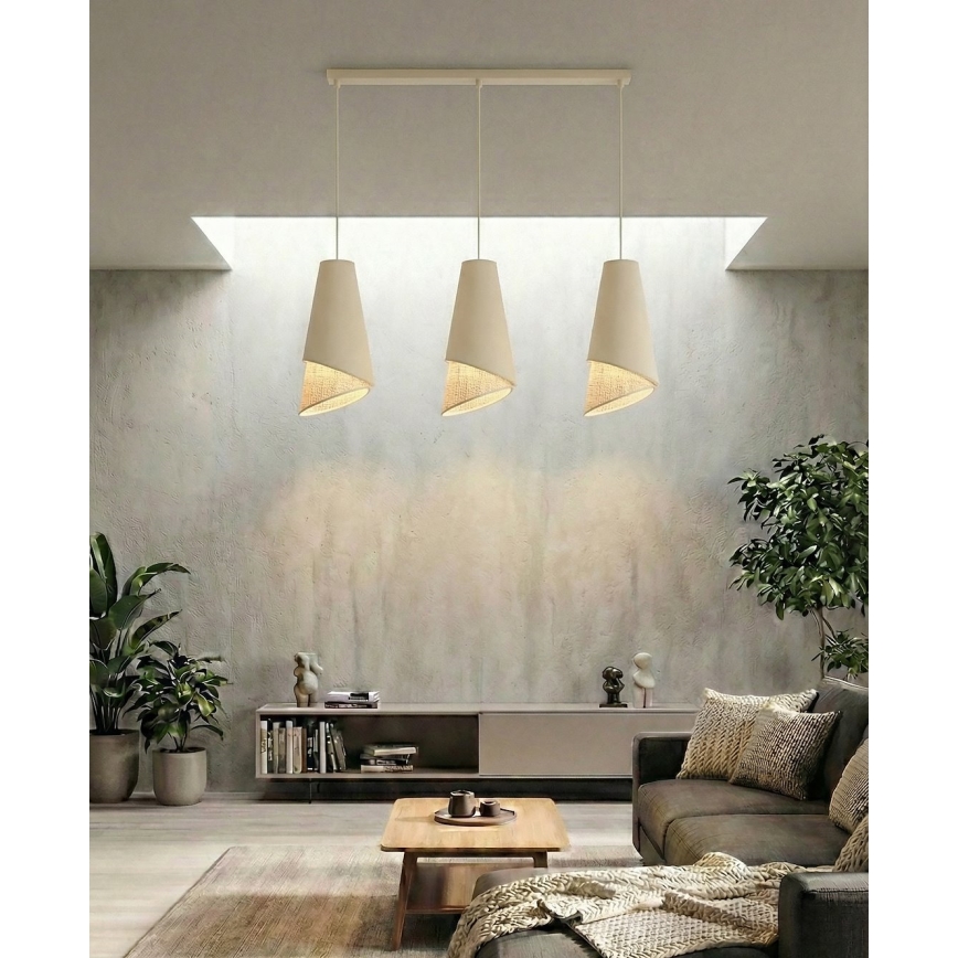 Pakaramā lustra uz vada MODA 3xE27/15W/230V bēša/rotangs