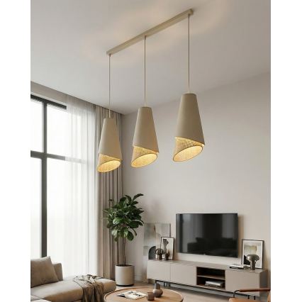 Pakaramā lustra uz vada MODA 3xE27/15W/230V bēša/rotangs