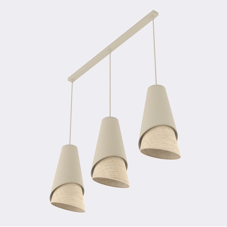 Pakaramā lustra uz vada MODA 3xE27/15W/230V bēša/rotangs