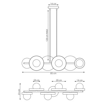 Pakaramā lustra uz vada MODEL 6xG9/8W/230V balta