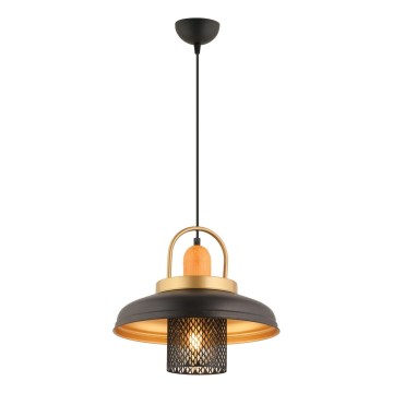 Pakaramā lustra uz vada MONZA 1xE27/40W/230V Ø 32 cm melna/zelta