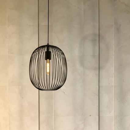 Pakaramā lustra uz vada OVELLA 1xE27/15W/230V Ø 34 cm melna